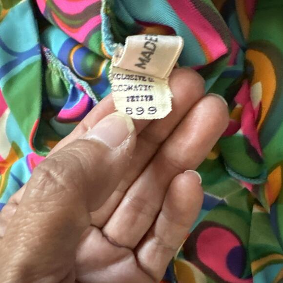 Vintage Sculptress Intimate Long Nightgown Dress Bright Boho 1960s Size Small￼‎ - Picture 6 of 9